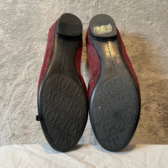 Attilio Giusti Leombruni Burgundy Patent Leather Cap Toe Ballet Flats US 9 - Picture 7 of 7
